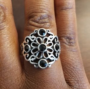 Silver w/ Black Rhinestones Ring